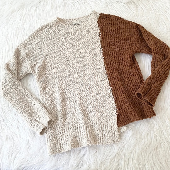 bobeau Sweaters - StudioB Cream Brown Knit Sweater